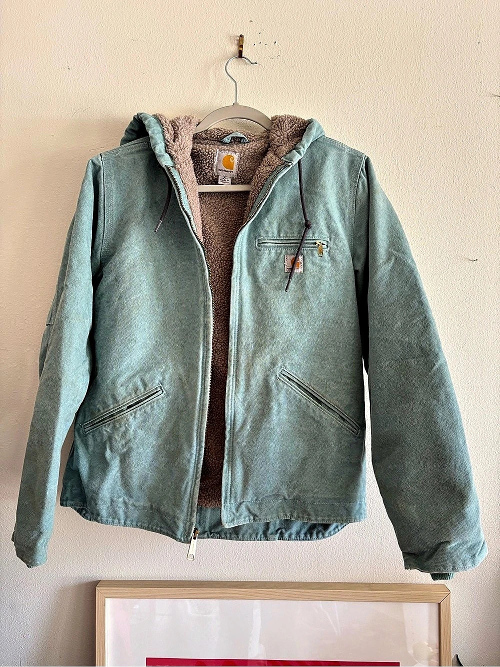 Carhartt Sea foam mist light teal Jacket Sherpa-Lined Utility Jacket Size Small